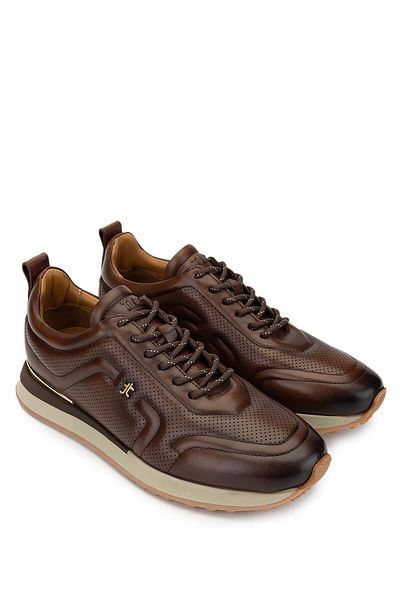 Tamer Tanca Men's Genuine Leather Brown Sneakers & Sports Shoes