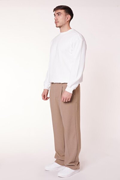 BRACCAS Erkek Pileli Dökümlü Geniş Paça Vizon Baggy Pantolon