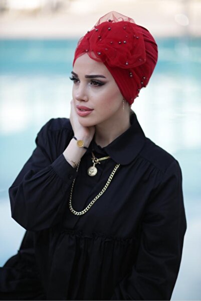Differenza Red Pearl Tulle Bonnet