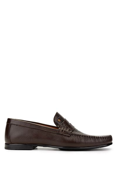 Tamer Tanca Men's Genuine Leather Brown Croco Loafer Shoes