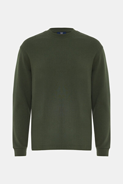 W Collection سويت شيرت أخضر بياقة دائرية وأكمام طويلة