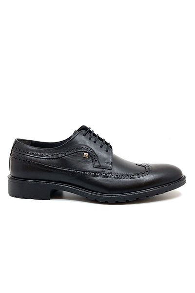 Fosco Lace-up Black Genuine Leather Rubber Sole Men's Classic Shoes 8582 46