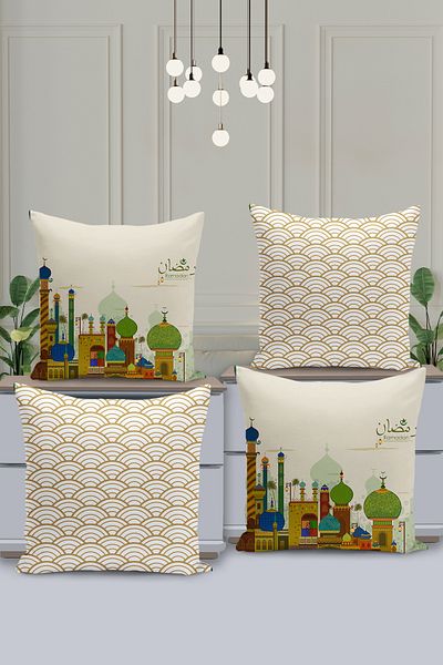 Filamente Set de huse de pernă cu model special Ramadan din 4 piese - imprimate digital pe două fețe