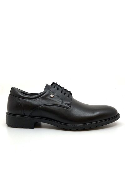 Fosco Lace-up Black Genuine Leather Rubber Sole Classic Men's Shoes 9504 46