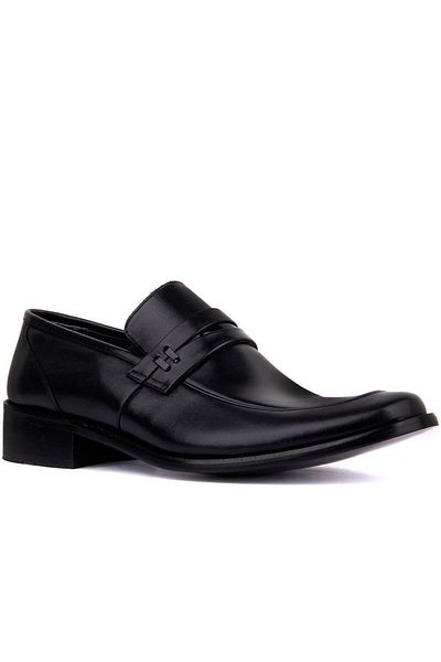 Fosco Laceless Black Leather Men's Classic Shoes 1390 114 430