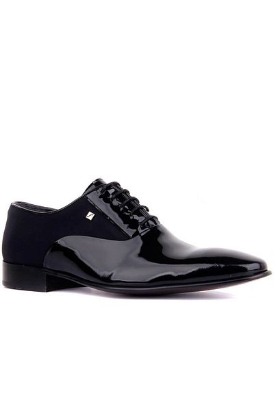 Fosco Black Patent Leather Men's Classic Shoes - Lace-Up, Textile 6025 430 505