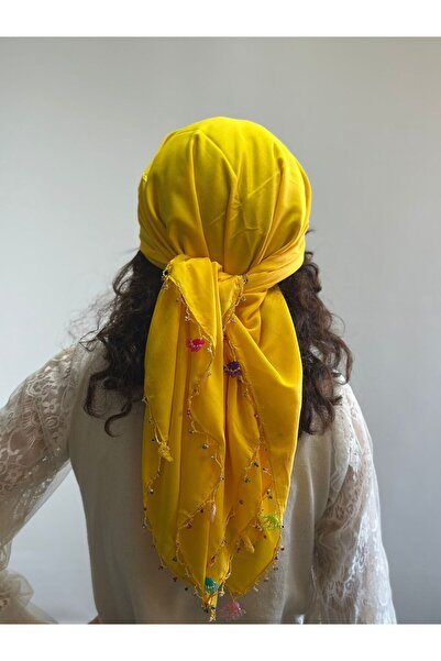 Gönülden Tasarım 100X100 см Вишивка бісером Ручна робота Жіночий шарф Шаль Фуляр