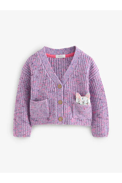 Next Baby Purple - Cute Cardigan with Cat Pockets