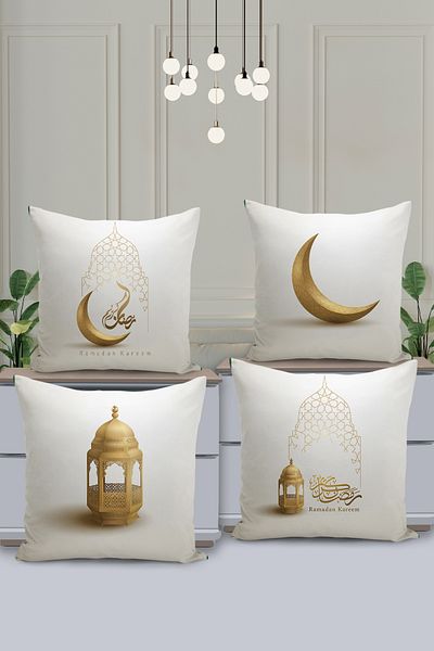 Filamente Set de huse de pernă cu model special Ramadan din 4 piese - imprimate digital pe două fețe
