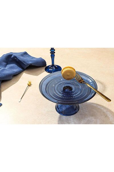 Porland Llina Navy Blue Footed Plate 17cm