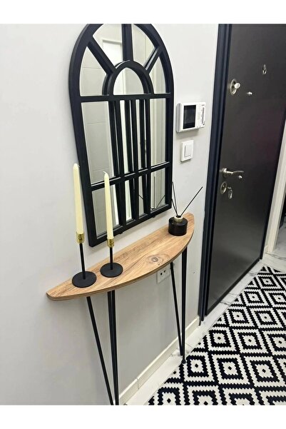 Pinhal Home Yarım Ay Oval Kenar Dresuar Atlantik Çam 80cm Siyah Ayak