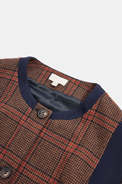 W Collection TABA MİNİ EKOSE BİSİKLET YAKA ELBİSE