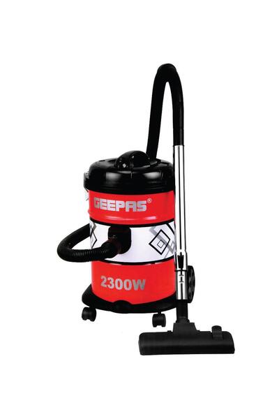 Geepas مكنسة كهربائية جافة ونفخ سعة 21 لترًا - خزان أسطواني من الفولاذ المقاوم للصدأ بقوة 2300 وات مع محرك نحاسي قوي