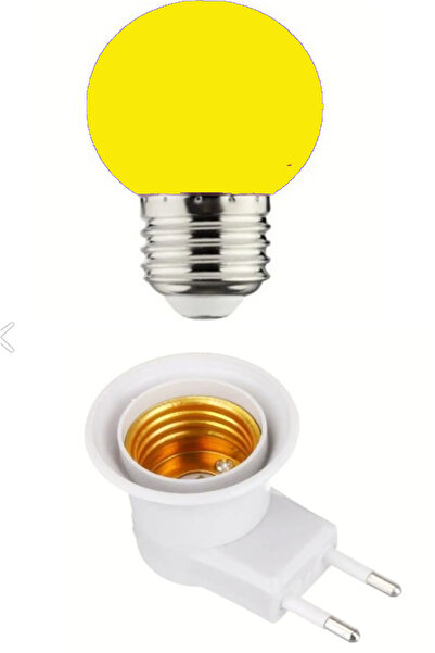 PUFFIN Açma Kapama Anahtarlı Duy Fişli + 1w Tasarruflu E27 Led Gece Lambası Sarı Işık