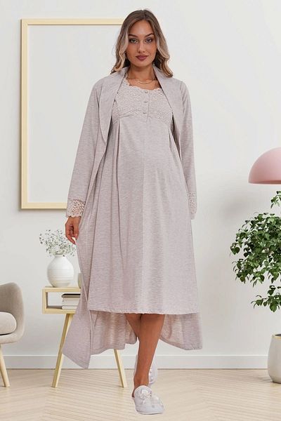Mecit Pijama Комплект от 2 за бременни и след раждане - 75% памук и 25% вискоза с копчета за закопчаване