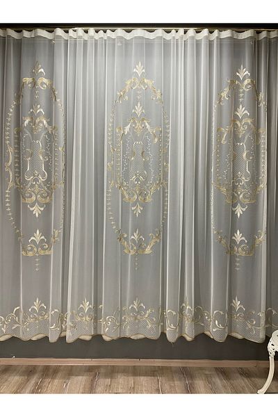 CASA NATURALE Embroidered Greek Tulle Curtain 7776-01-422