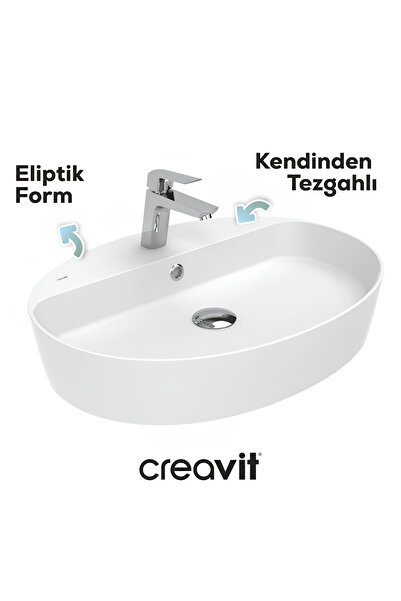 Creavit Loop Oval Beyaz Delikli Lavabo 60 Cm LP161
