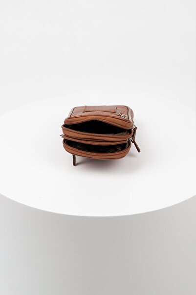 BAYDERİ Bayderi Lenov Genuine Leather Brown Polite Men's Handbag