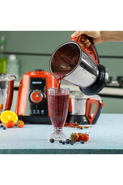 Geepas 3-in-1 Mixer Grinder, 3 Speed With Pulse, 1.5L Blending Jar & Grinder Jar, 0.5L Chutney Jar