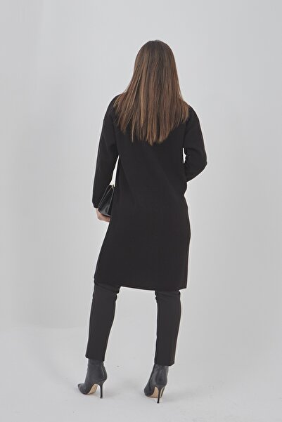 Elçelya Moda Kadın Mevsimlik Uzun Cepli Düğmeli Esnek Hırka