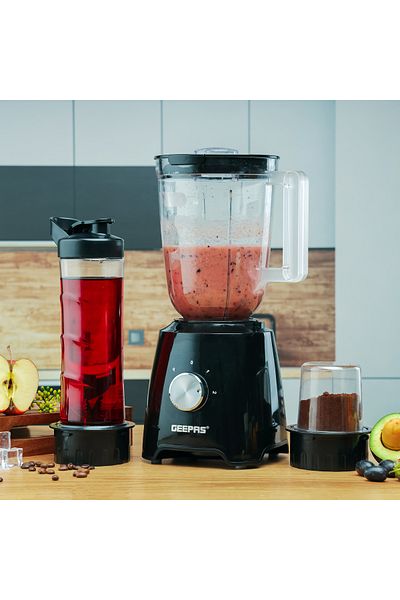 Geepas 3-in-1 Super Blender,2 Speed and Pulse Function, 1.5L & 500ml, Blender for Smoothie, Milkshake