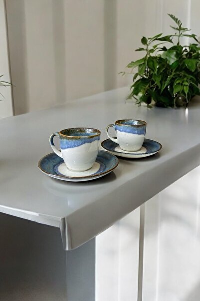 eporselen Okyanus 2 Kişilik 4 Parça Porselen Kahve Fincan Takımı