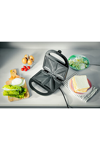 Geepas 2Slice Sandwich Maker, NonStick Interchangeable Plates| Adjustable Temperature with Power Indicator
