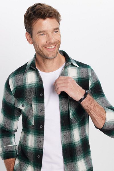 Tudors Мъжка зимна риза Lumberjack с прилепнала кройка и двоен джоб