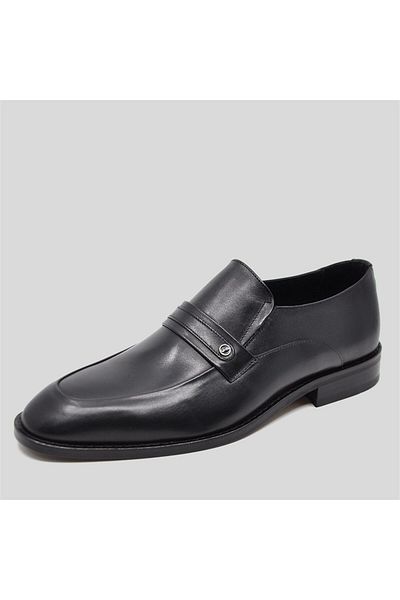 Fosco Genuine Leather Men's Classic Shoes Black 9751