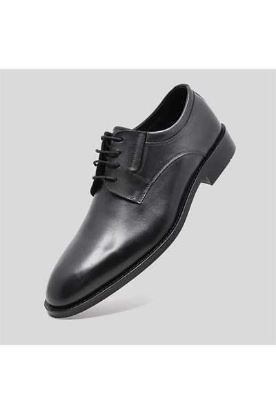 Fosco Derby Genuine Leather Men's Classic Shoes Black 9755