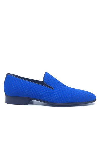Fosco Embroidered Blue Classic Men's Shoes 1305