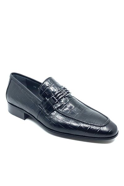Fosco Black Leather Men's Shoes 9555 888 46