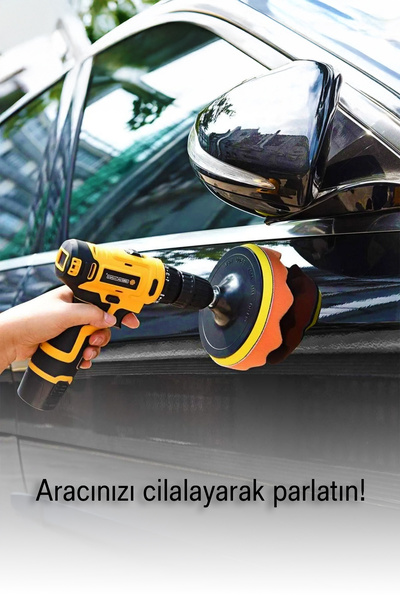 batcell Oto Araç Araba Pasta Cila Polisaj Süngeri Keçesi Pedi 115 Mm Parlatıcı Parlatma Seti 11 Parça
