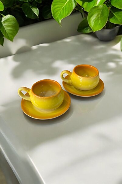 eporselen طقم فناجين قهوة مزدوجة من السيراميك مكون من 4 قطع من Rainbow لشخصين