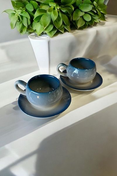 eporselen Rainbow 2-Person 4-Piece Ceramic Double Coffee Cup Set