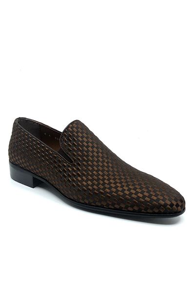 Fosco Embroidered Brown Classic Men's Shoes 1305