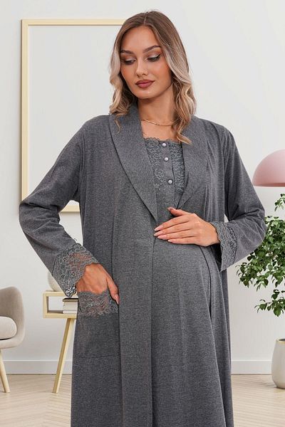 Mecit Pijama طقم مكون من قطعتين للحوامل والحوامل - يحتوي على أزرار قابلة للطي مصنوعة من القطن بنسبة 75% و25% فيسكوز