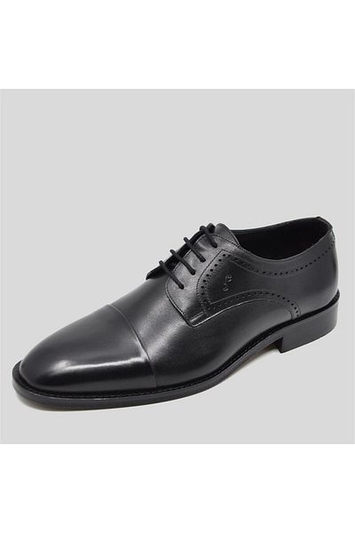 Fosco Genuine Leather Men's Classic Shoes Black 9754