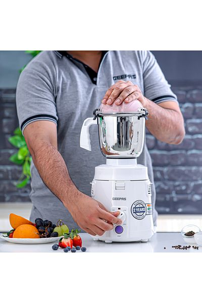 Geepas 3-in-1 Mixer Grinder-  1200W Powerful Motor with Stainless Steel Jars and Blades