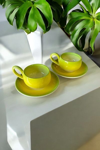 eporselen Rainbow 2-Person 4-Piece Ceramic Double Coffee Cup Set