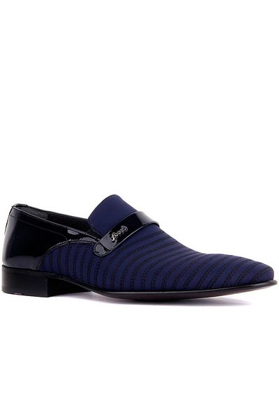 Fosco Pantofi clasici pentru bărbați, fără șireturi, din piele lacuită, albastru marin 5098 514 848