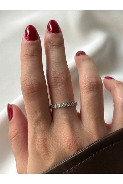 ringbox خاتم صغير من الحجر السداسي باللون الفضي