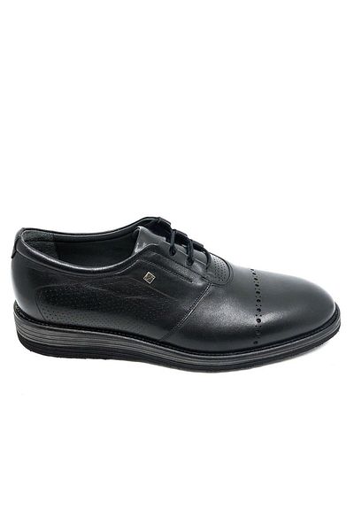 Fosco Black Genuine Leather Lace-Up Men's Shoes 1560 46
