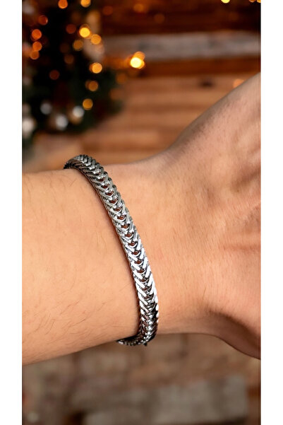 İNN JEWELLERY سوار فولاذي للرجال مع شكل سلسلة مضاد للتشويه (ضمان المستورد لمدة عامين)