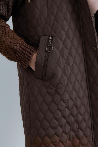 Nihan Pocket Detailed Quilted Vest Brown