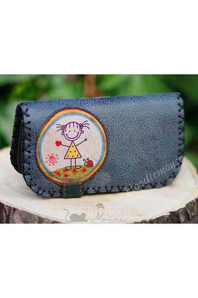 HOODİEMOUSE Ethnic Bohemian Retro Vintage Style Big Wallet with Cin Ayse Figure - Petrol