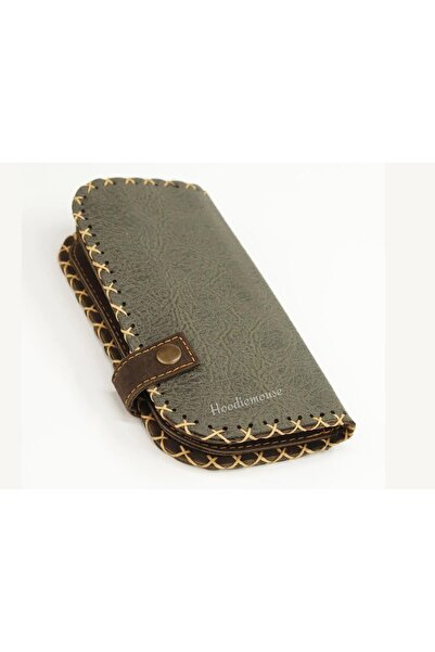 HOODİEMOUSE Large Wallet with Owl Figure Ethnic Bohemian Retro Vintage Style - Green