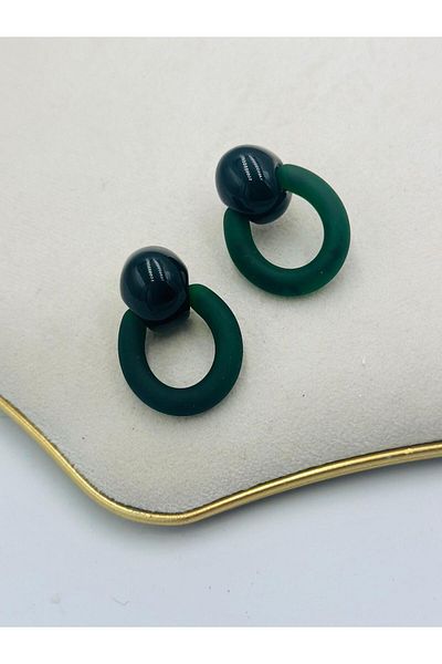 MyladyAccessoriess Green Minimal Design Earrings - Hoop Detail