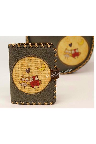 HOODİEMOUSE Small Wallet with Owl Figure Ethnic Bohemian Retro Style - Green