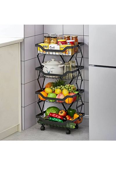 Taimi 5-Tier Moveable 95H X 27L X 35W Foldable Storage Shelves Black